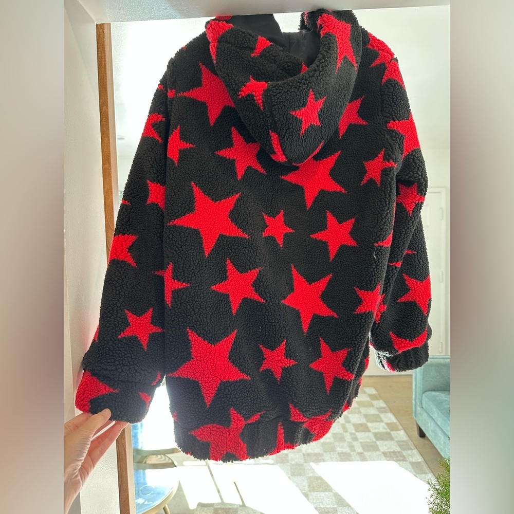 Dolls Kill Current Mood Star Pattern Jacket - Black and Red - Picture 2 of 3